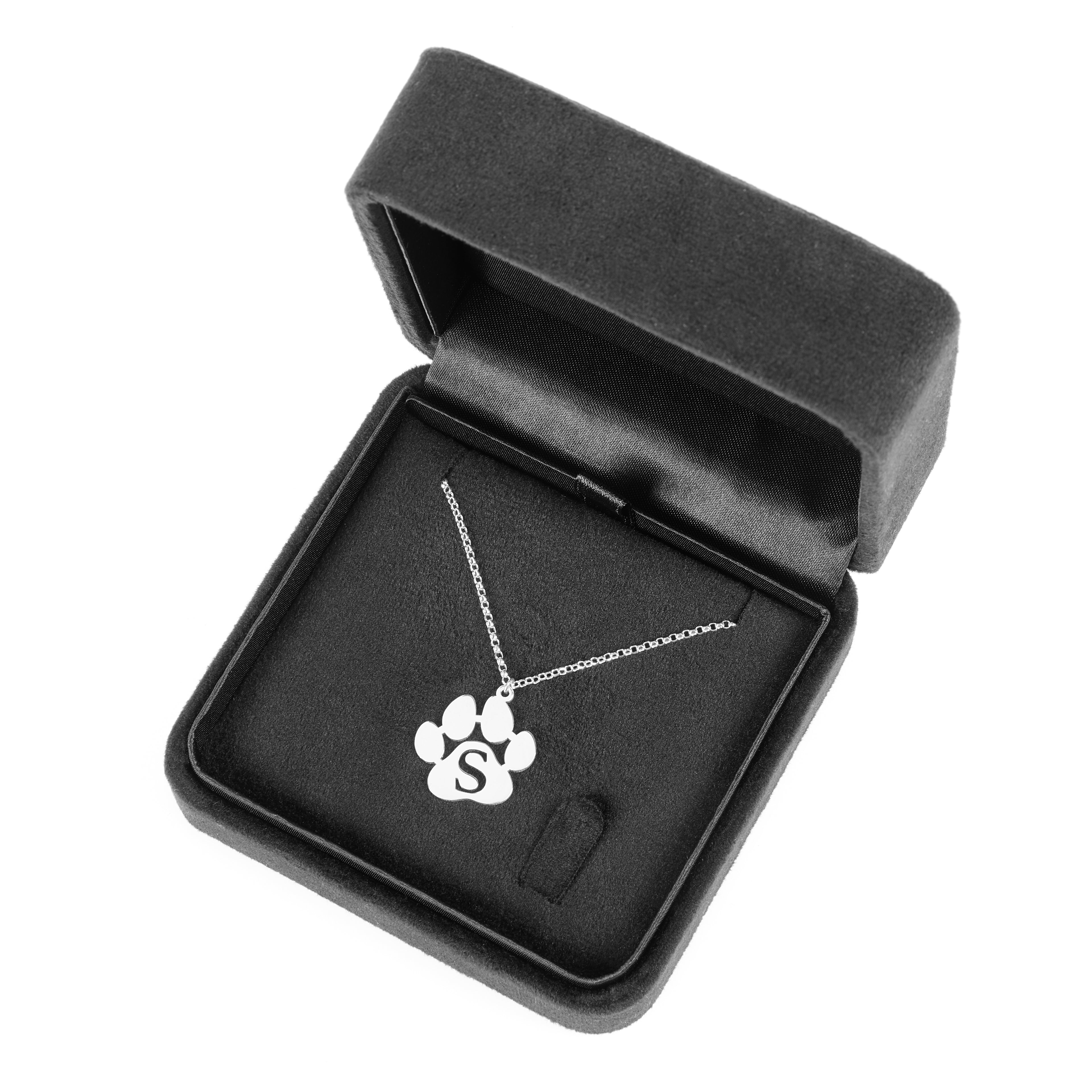 Pet Paw Initial Necklace - Sterling Silver