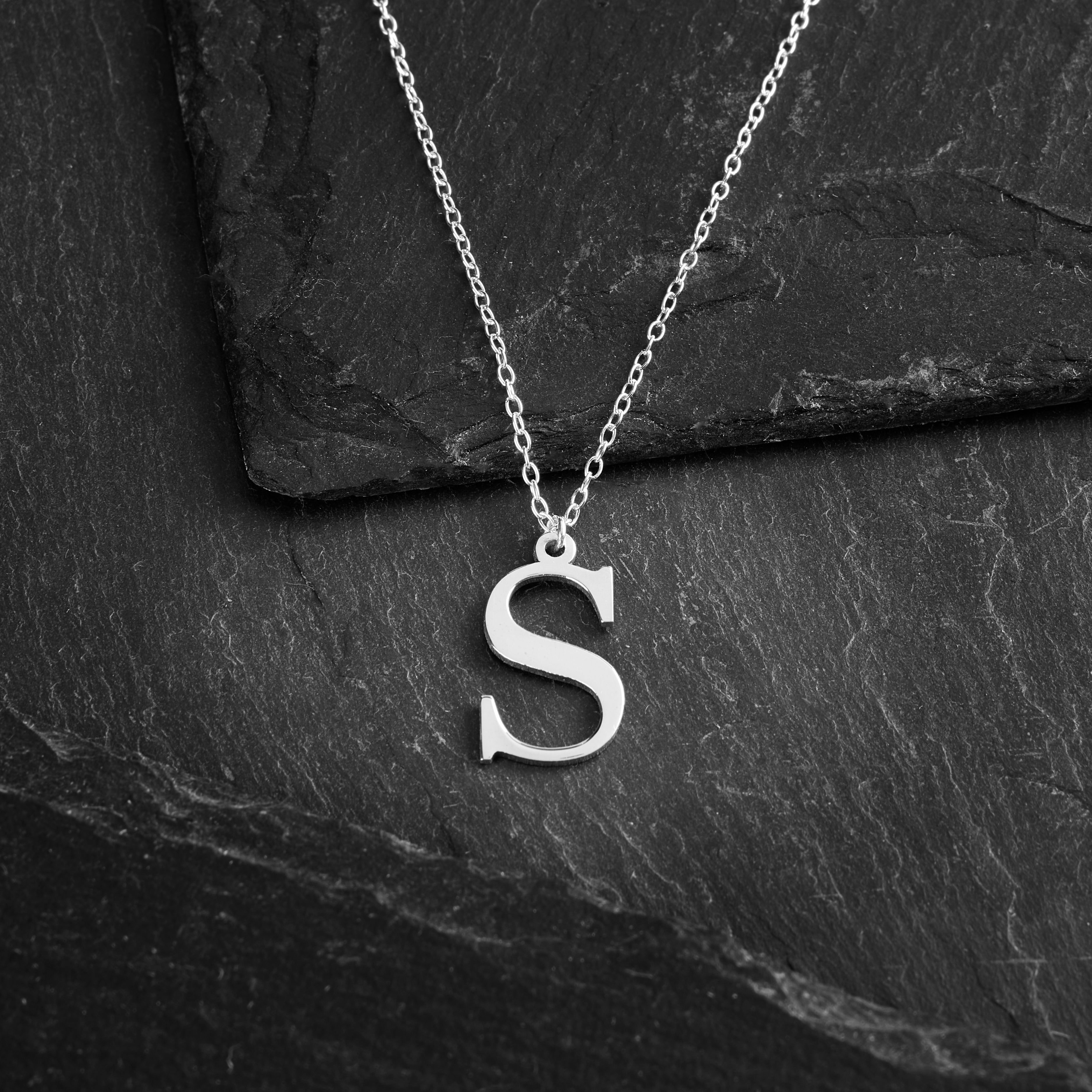 Initial Necklace in Solid Sterling Silver