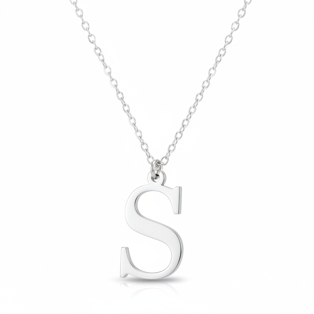 Initial Necklace in Solid Sterling Silver